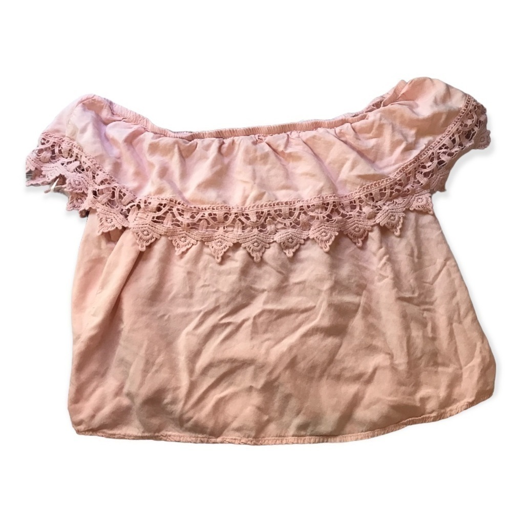 3/$15 ambiance off shoulder light pink boho top